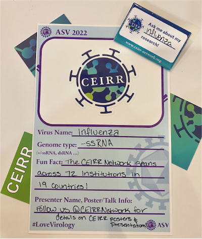 CEIRR-branded pin in top right, with info card at center. Fun fact: the CEIRR Network spans across 72 institutions and 19 countries!