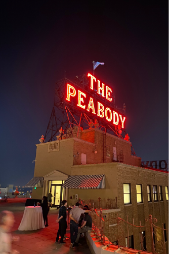 Peabody Hotel rooftop at night
